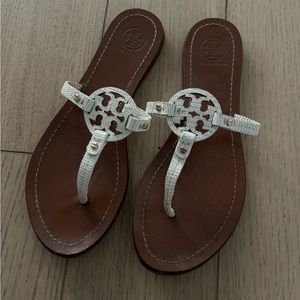 Tory Burch White Logo Sandals